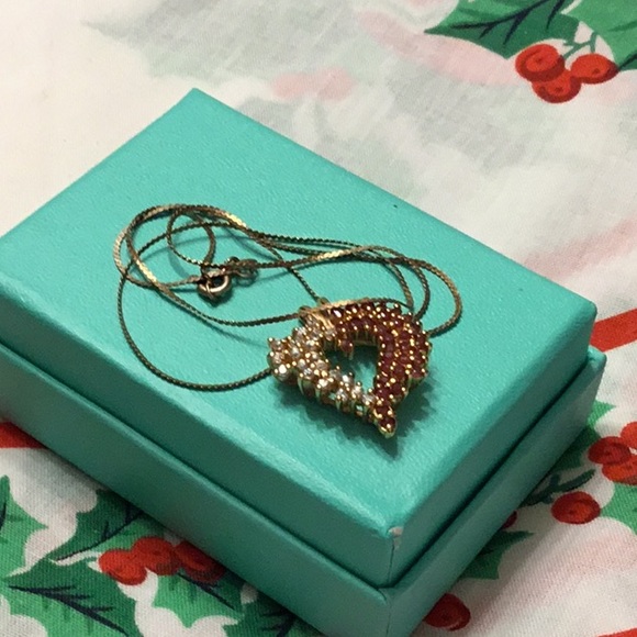 19.  Sterling Silver Ruby Red Heart ❤️ Awesome Stunning Necklace See Photos - Picture 10 of 11